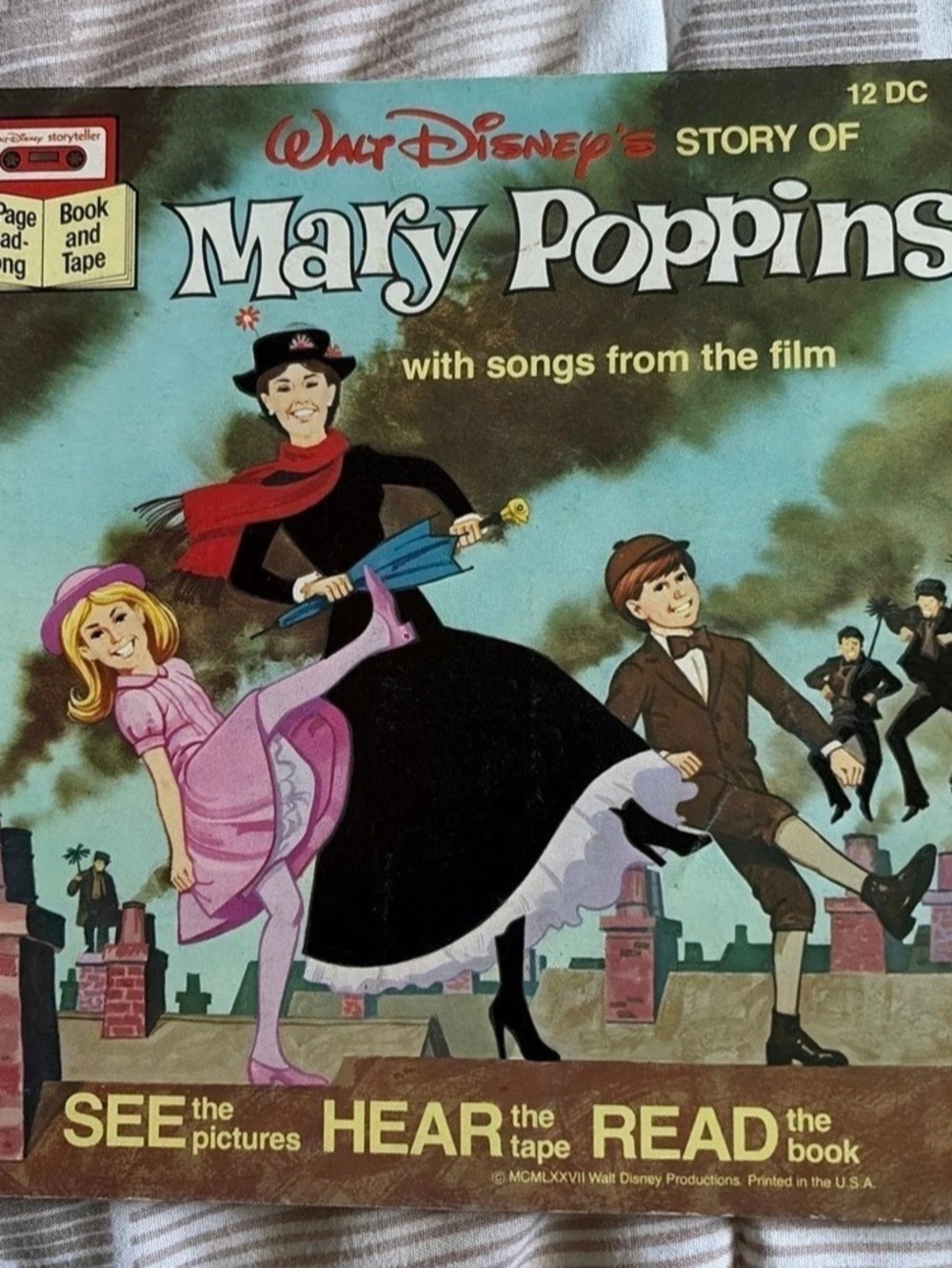 Disney Mary Poppins Story of the Film Read-Along Book Blue & Pink